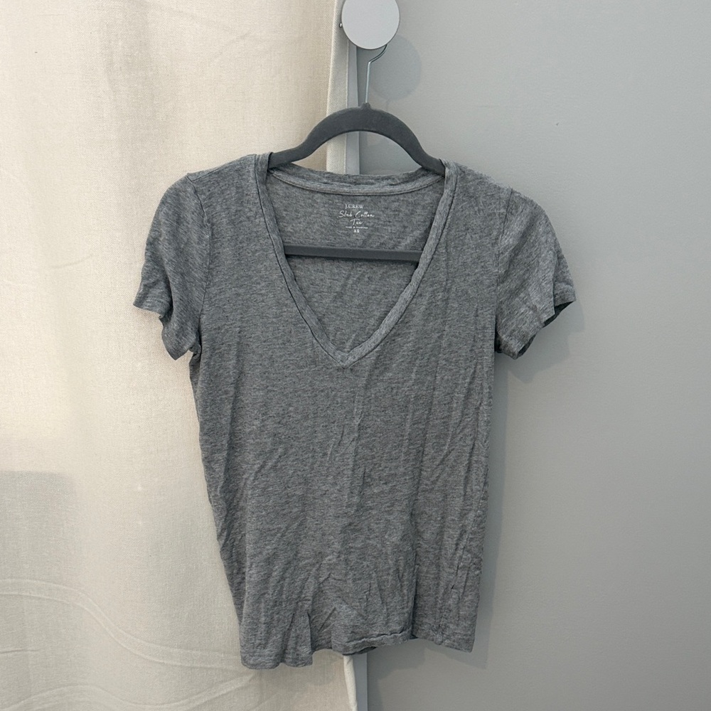 Gray V-Neck Women's J. Crew Top